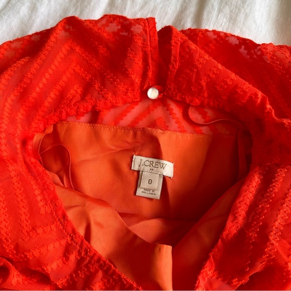 JCrew Zig Zag Chevron Dress, Size 0, Neon Orange - Picture 4 of 4